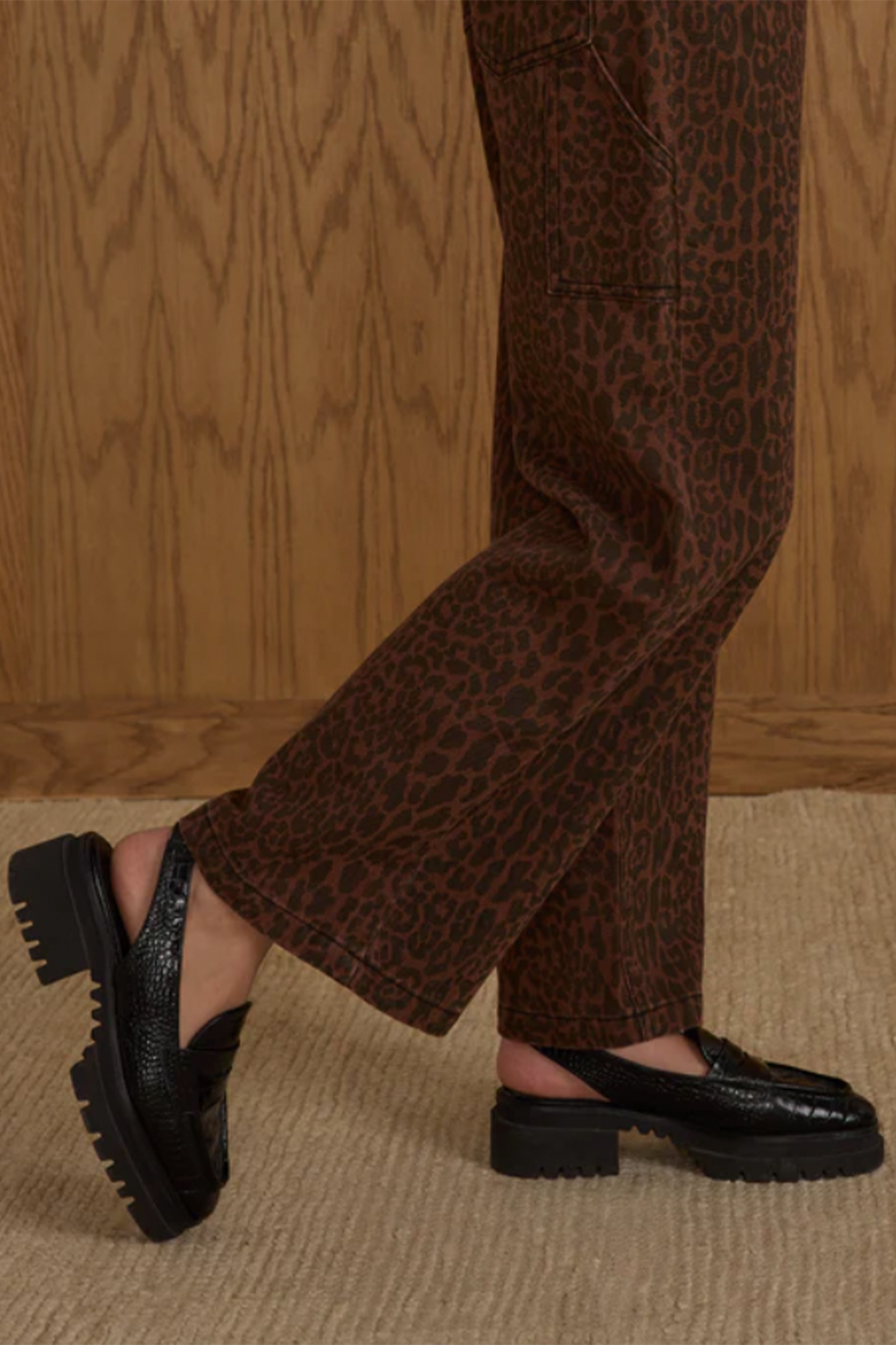 Leopard Baggy Wide Leg Denim