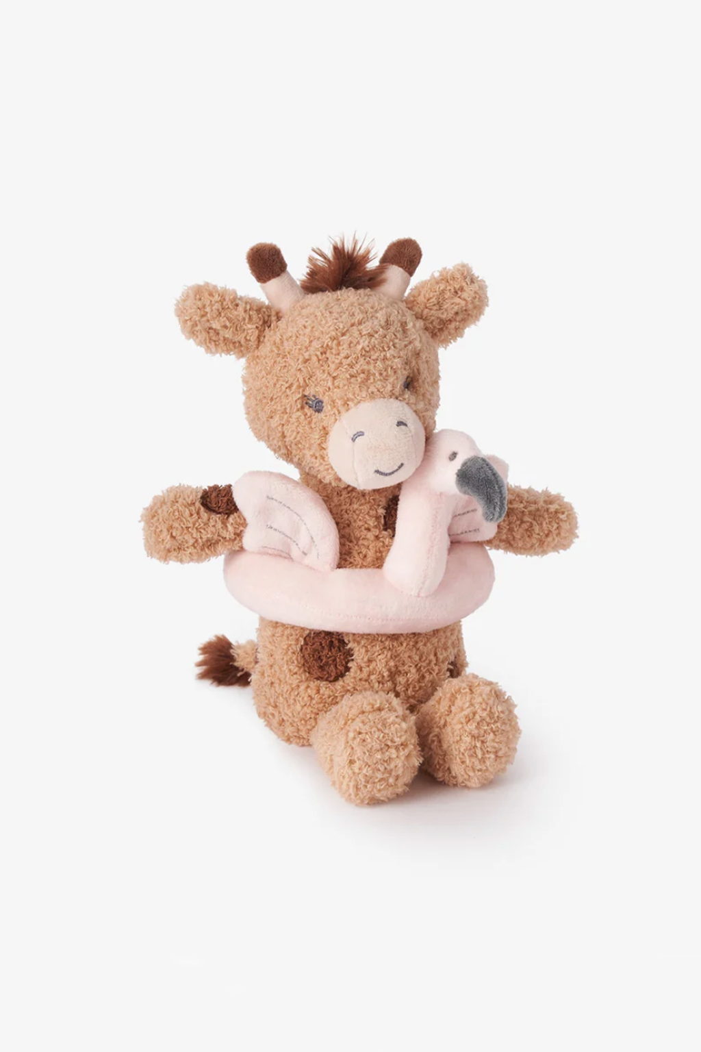 Plush Giraffe with Flamingo Floaty