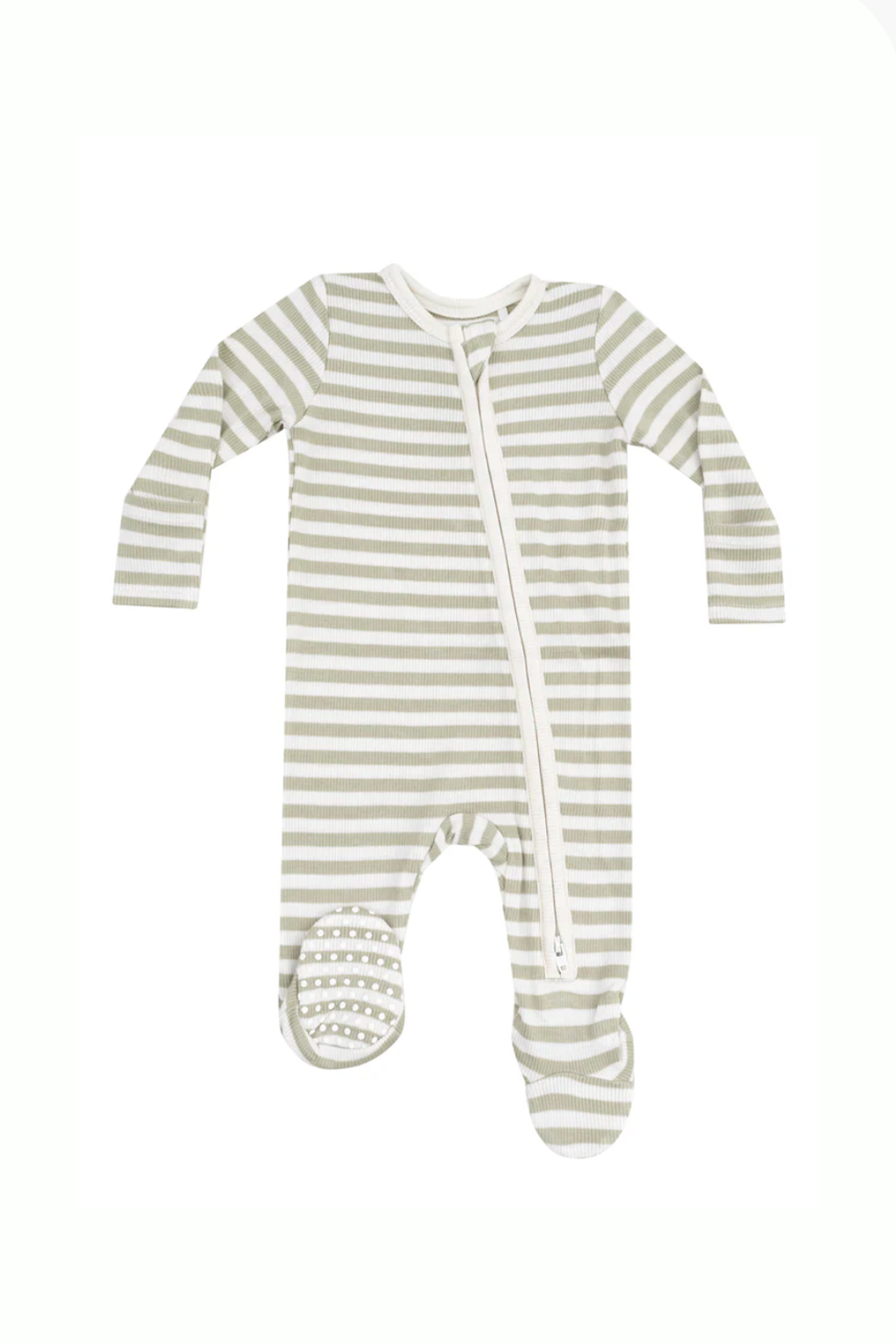 Stripe Sage 2 Way Zipper Footie