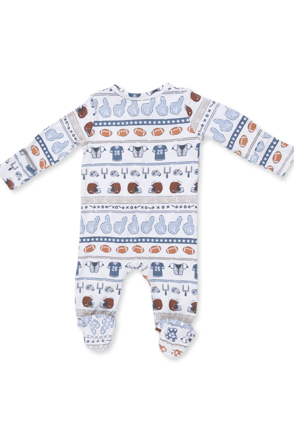 Football Stripe 2 Way Zipper Footie