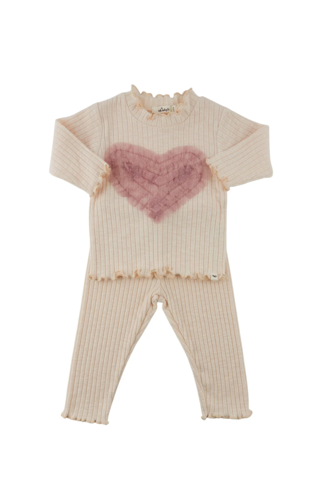 Ruffle Heart Mock Neck 2pc Set