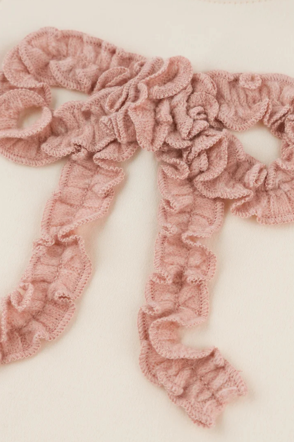 Blush Cable Ruffle Bow 2pc Footie Set