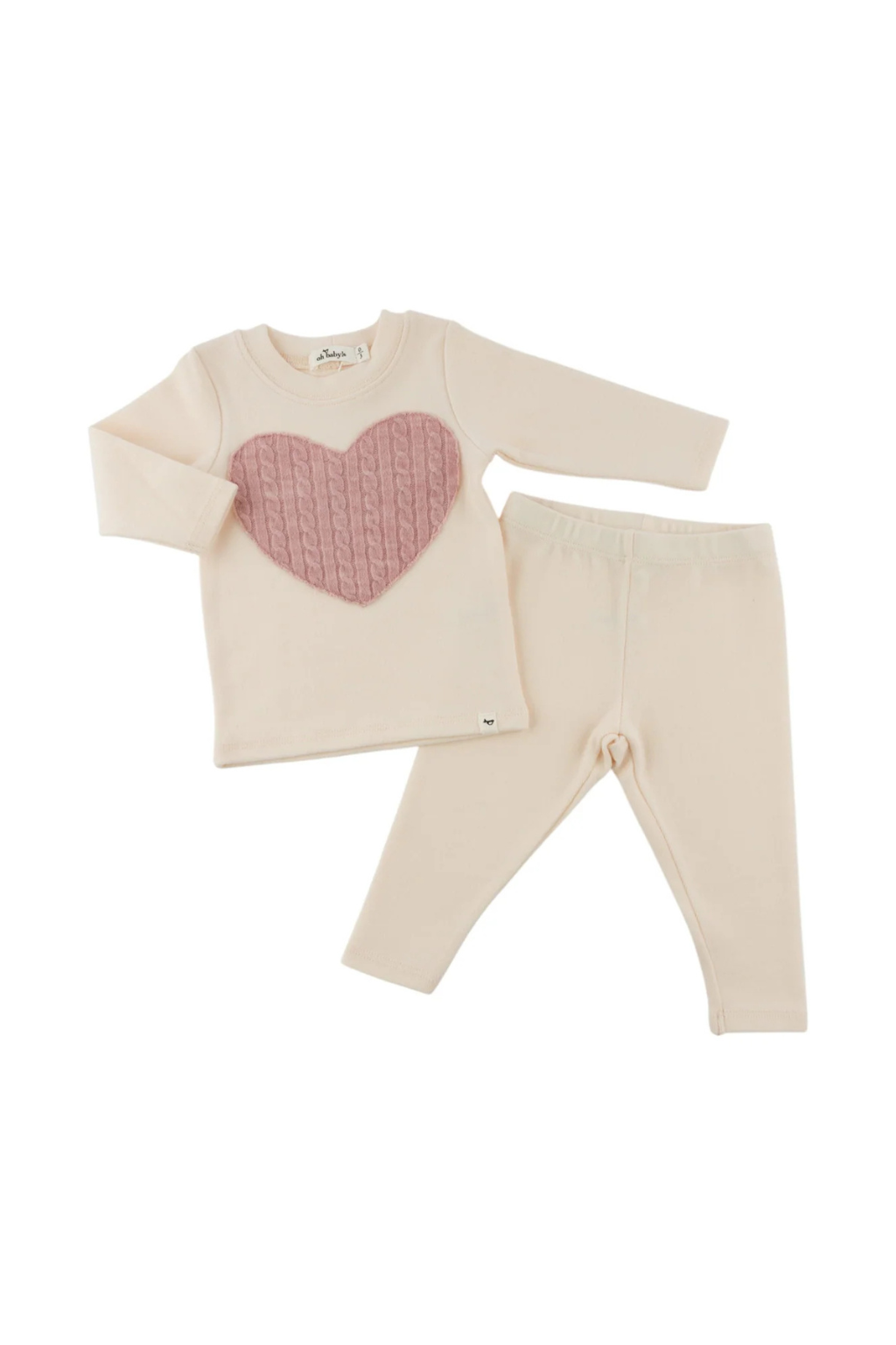 Pink Cable Heart 2pc Set