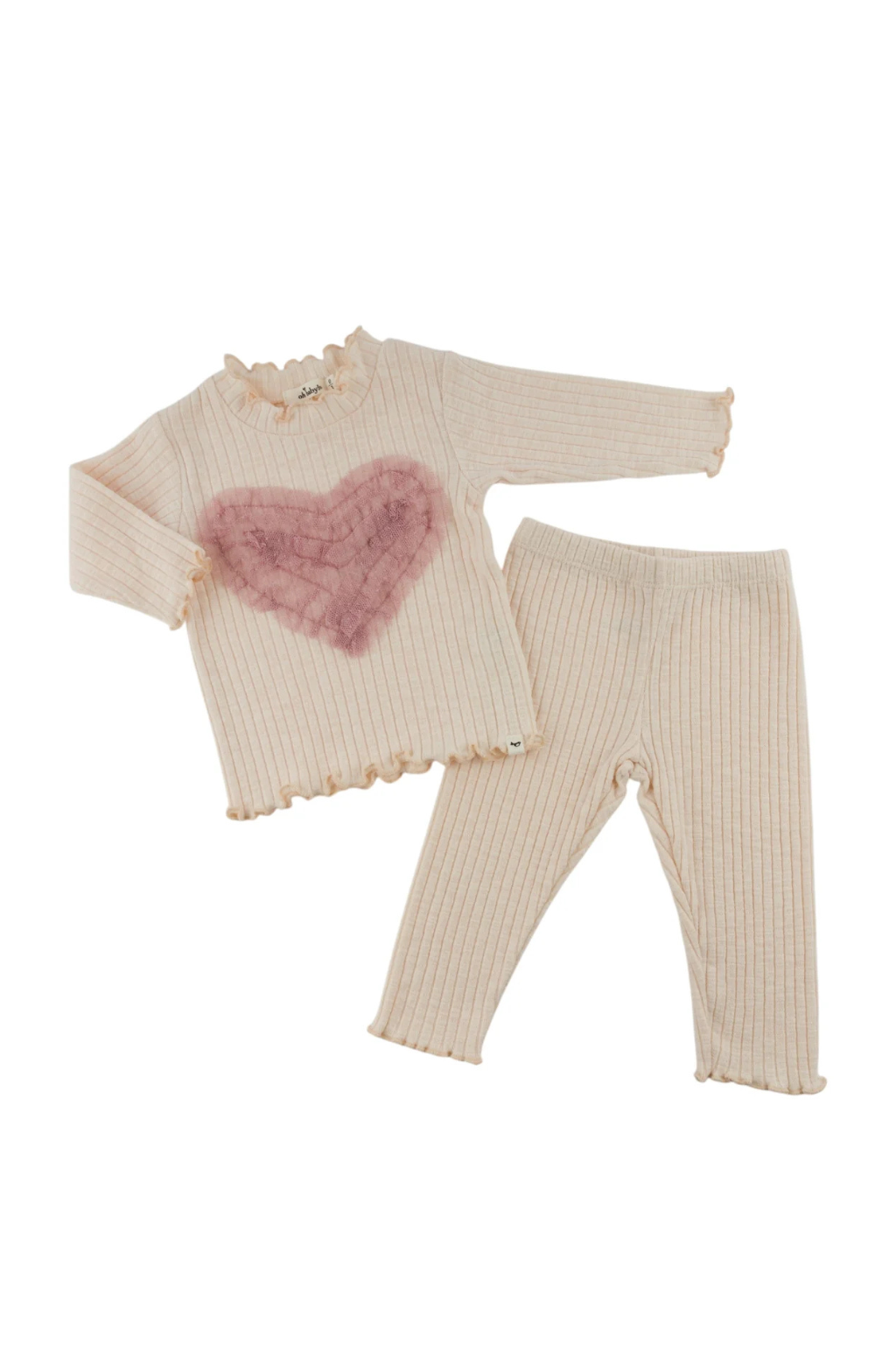 Ruffle Heart Mock Neck 2pc Set