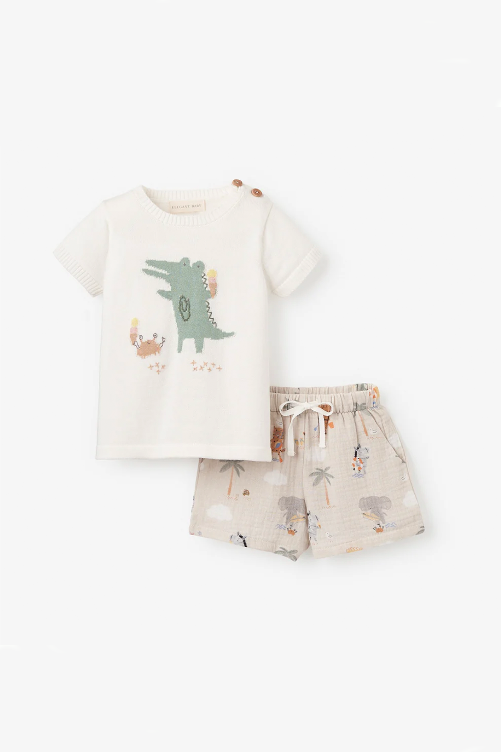 Alligator Knit Top & Organic Muslin Shorts