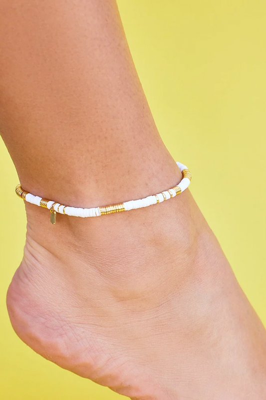 Gold & White Pisa Stretch Anklet