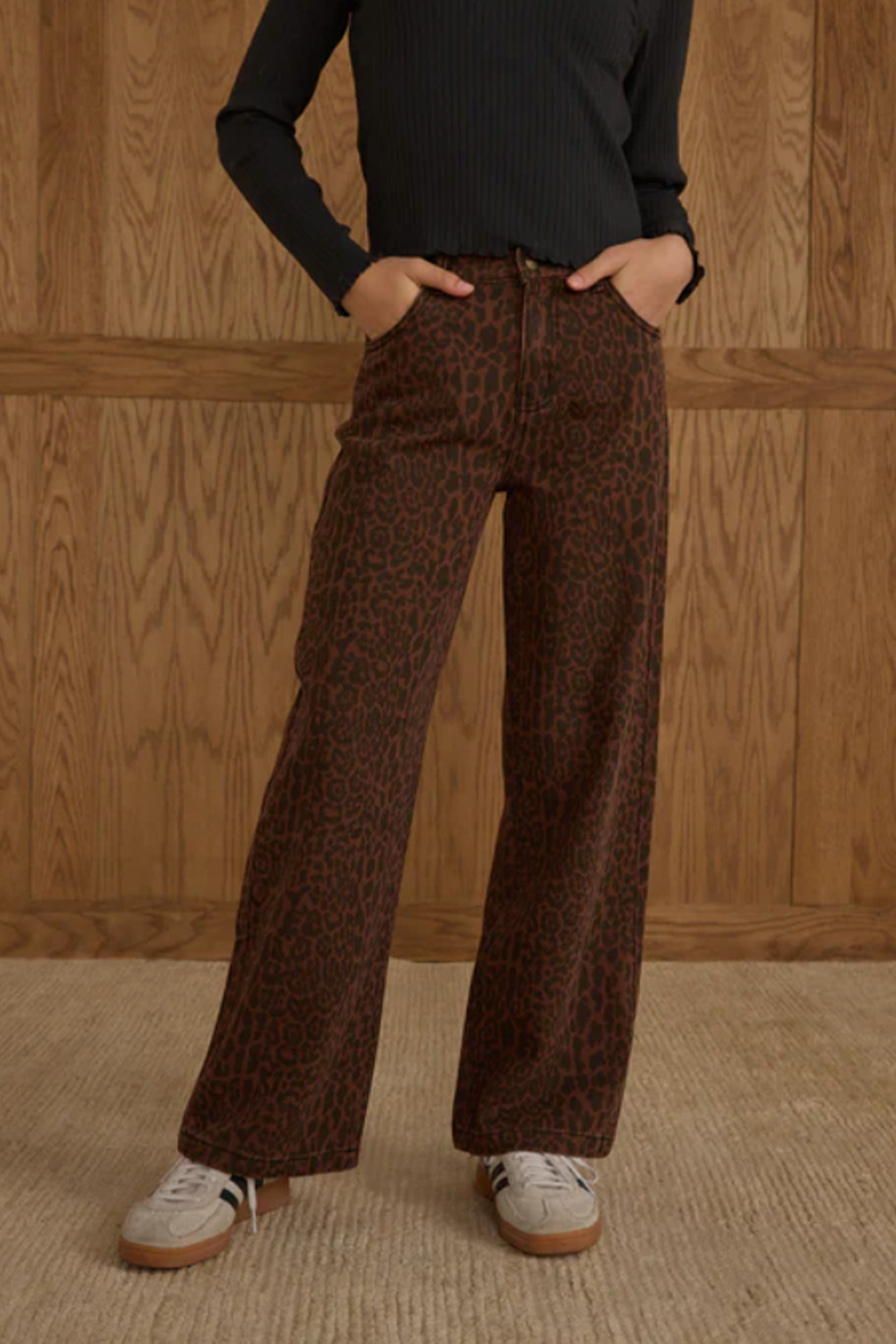 Leopard Baggy Wide Leg Denim