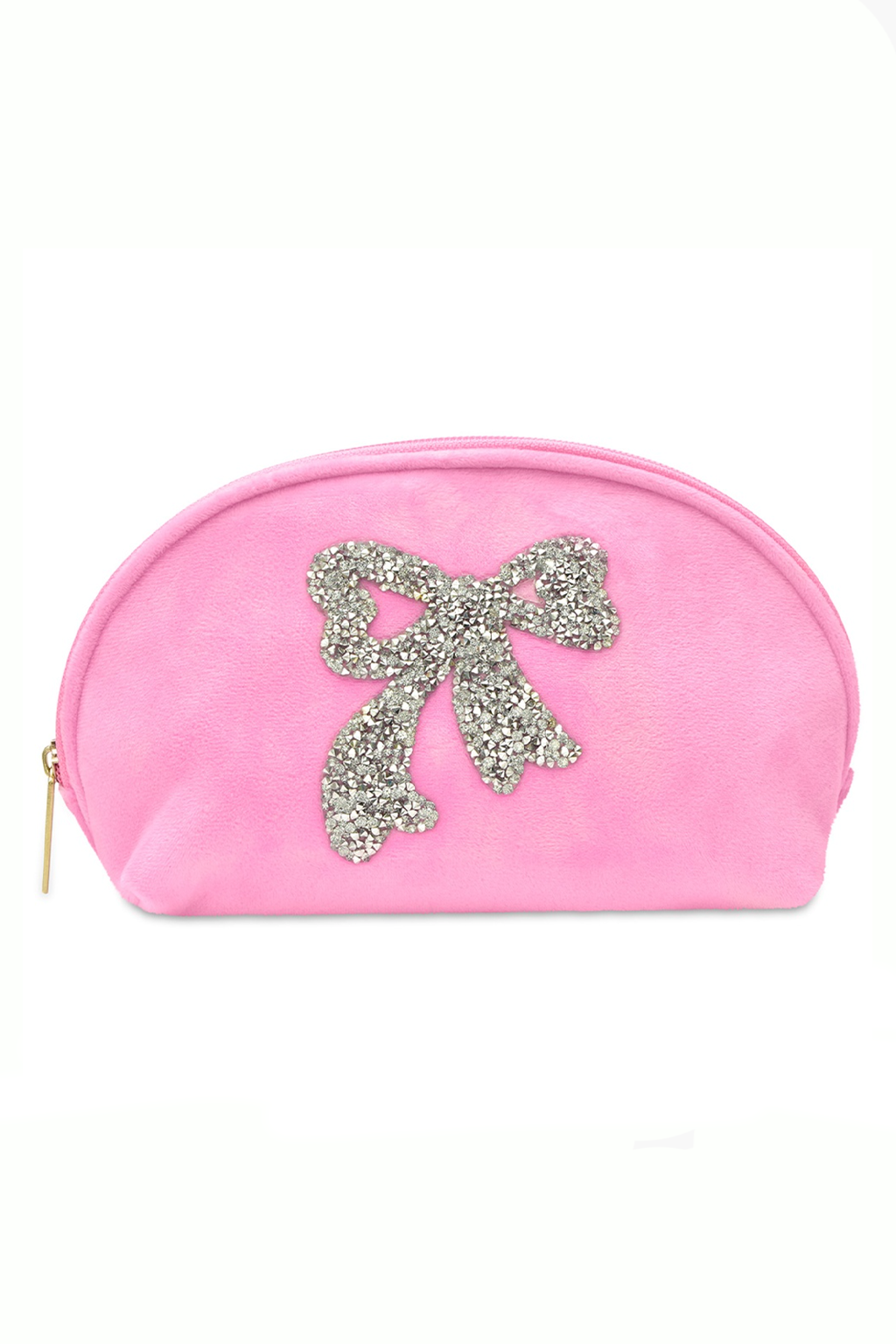 Glitter Bow Oval Cosmetic Bag