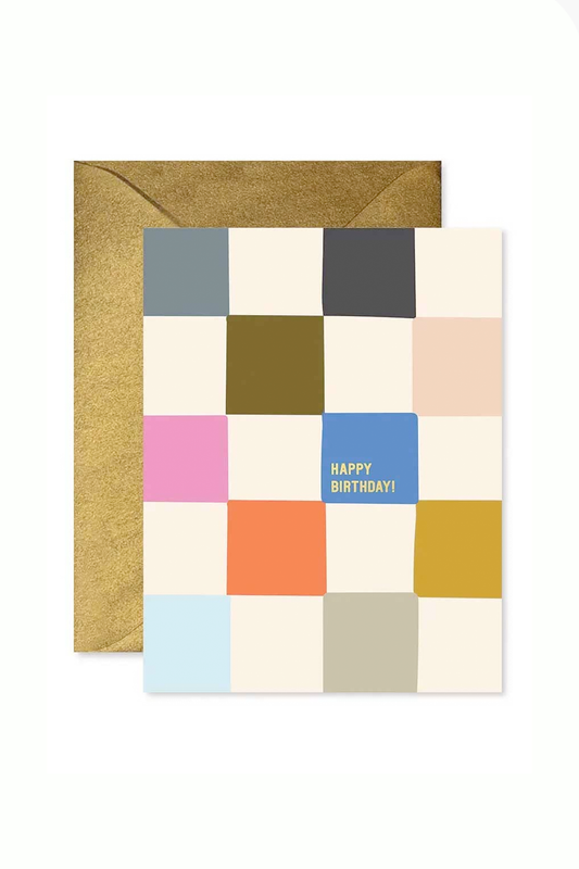 Colorful Checkerboard Birthday Card