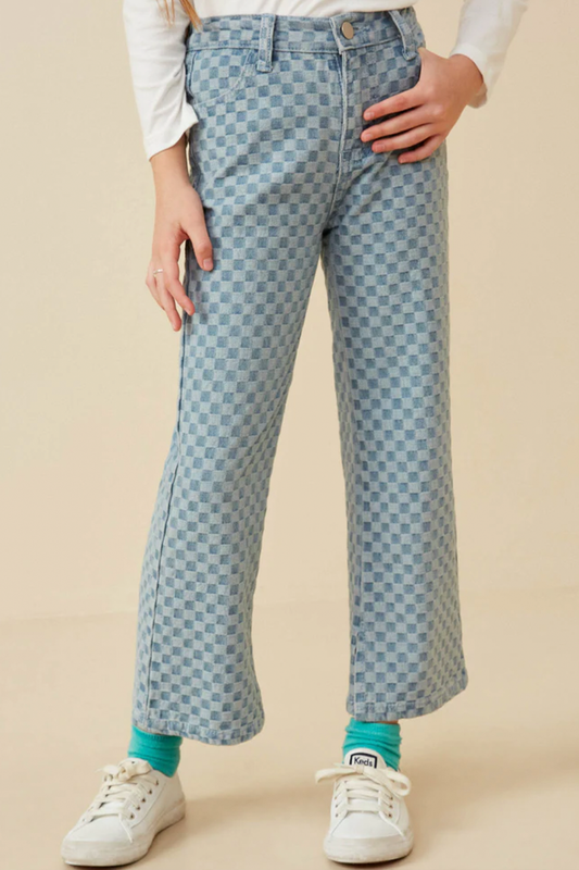 High Rise Checkered Jeans