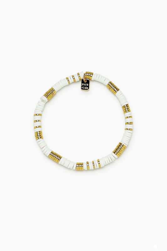 Gold & White Pisa Stretch Bracelet