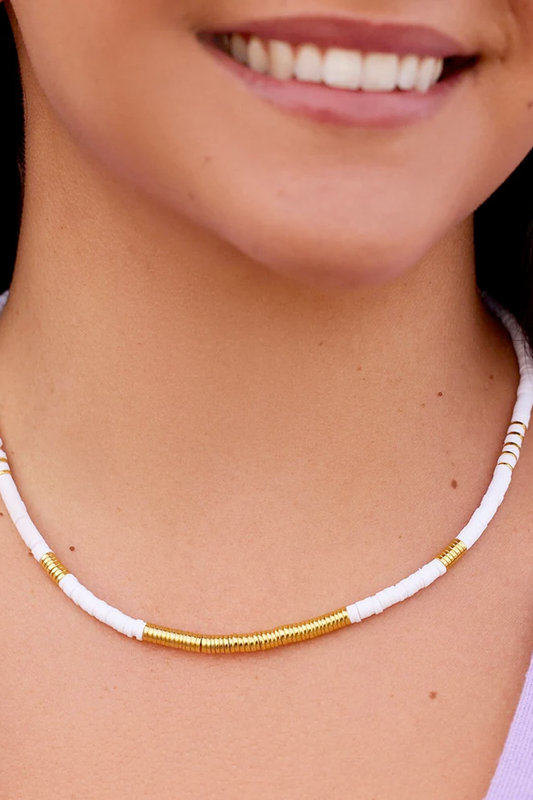 Gold & White Pisa Bead Choker