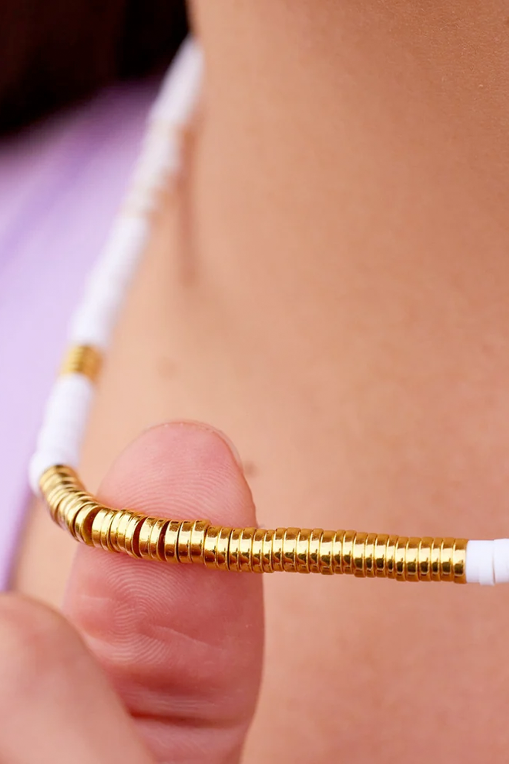 Gold & White Pisa Bead Choker