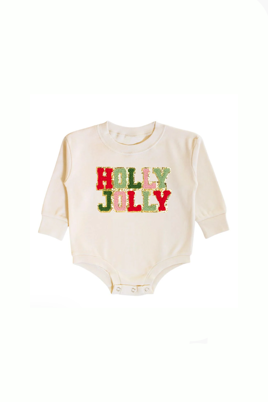 Holly Jolly Patch Christmas LS Romper