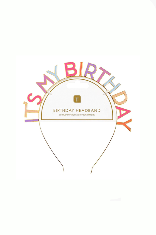 It's My Birthday Metal Headband | Rose Pink