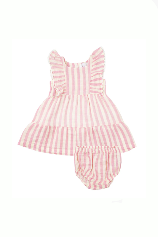 Pink Stripe Picot Edged Dress