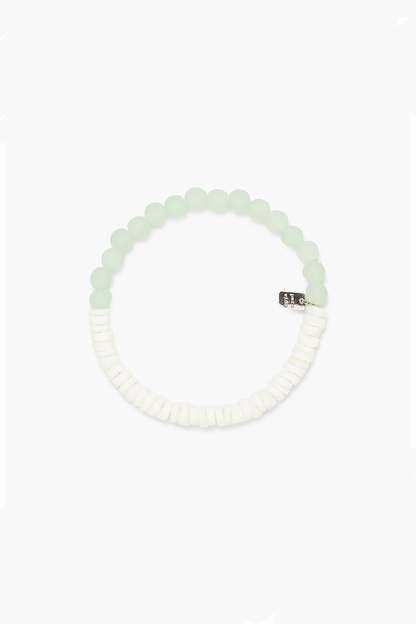 Puka Shell & Frosted Bead Stretch Bracelet