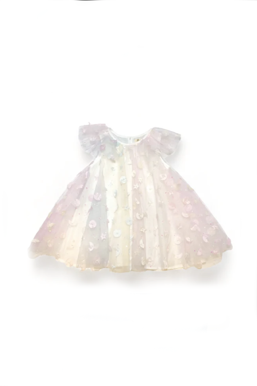 Moon & Star Embellished Mesh Dress