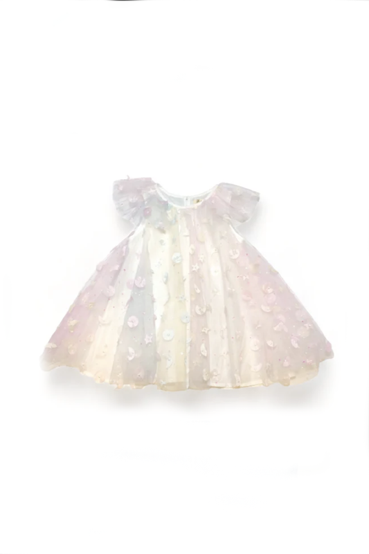 Moon & Star Embellished Mesh Dress