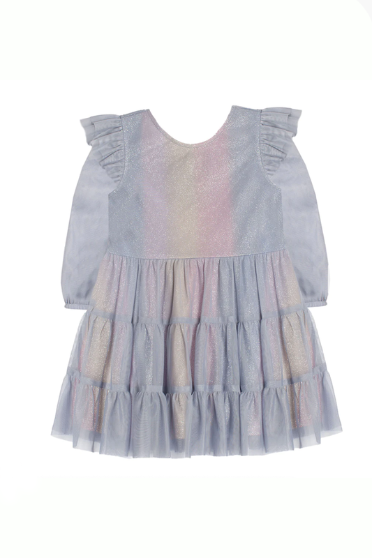 Phoenix Tiered Soft Tulle Sparkling LS Dress