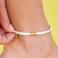 Gold & White Pisa Stretch Anklet