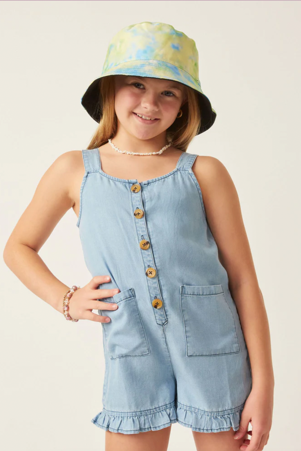 Tencel Ruffle Pocky Romper