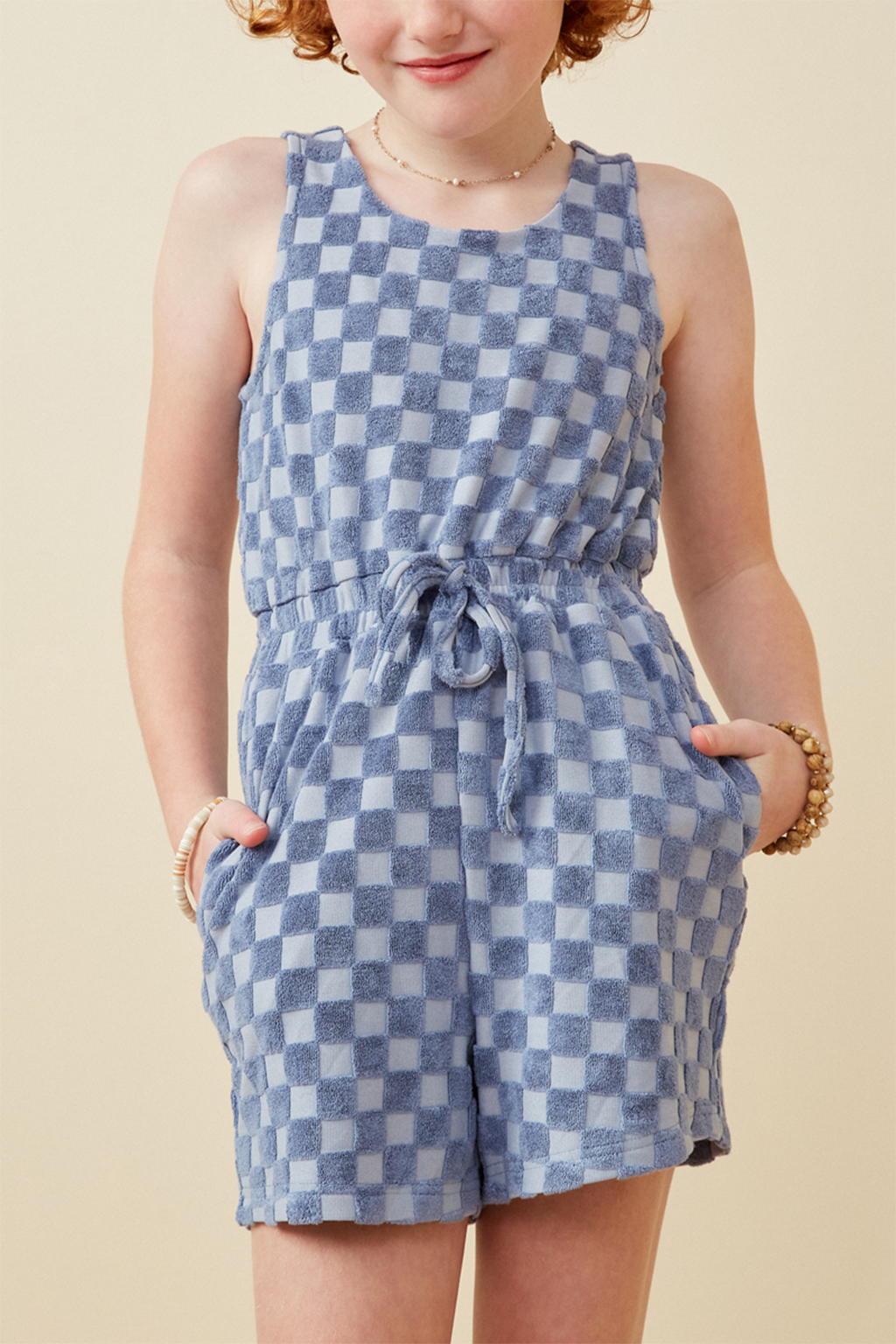 Terry Check Romper