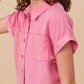 Think Pink Tie Front SS Shirt