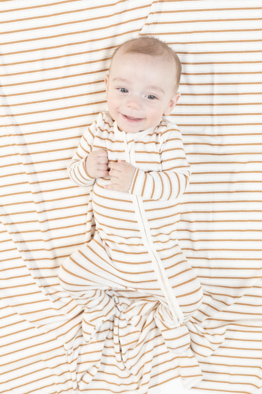 Vintage Stripe 2 Way Zipper Footie