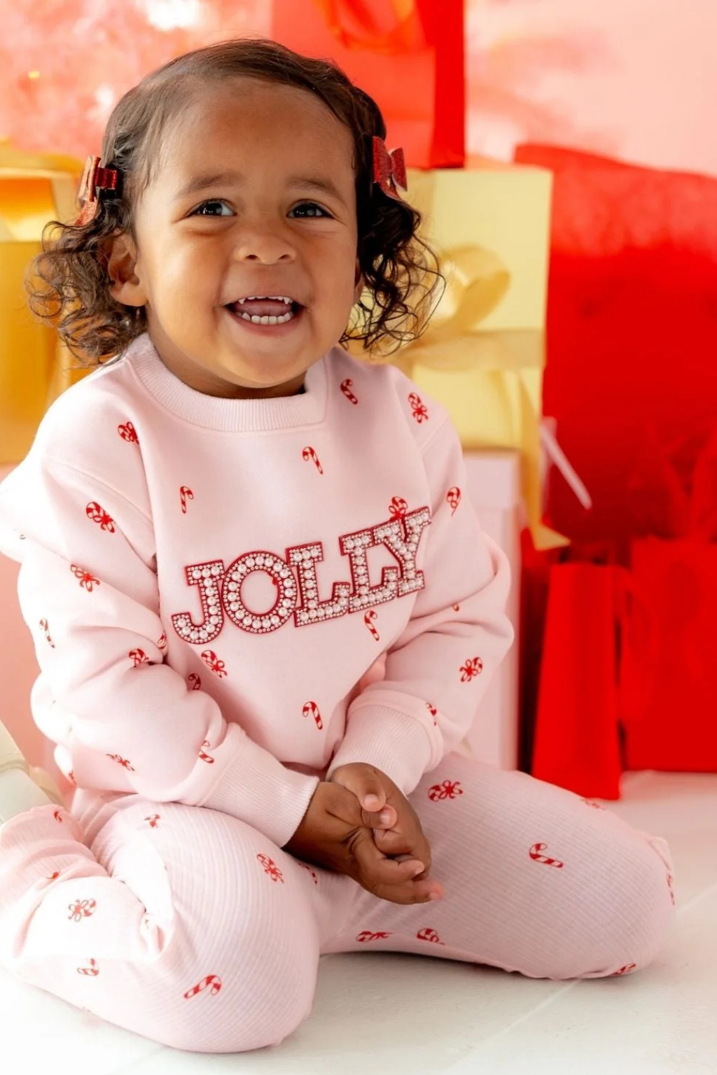 Jolly Pearl Patch Candy Cane Sweatshirt