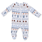 Football Stripe 2 Way Zipper Footie