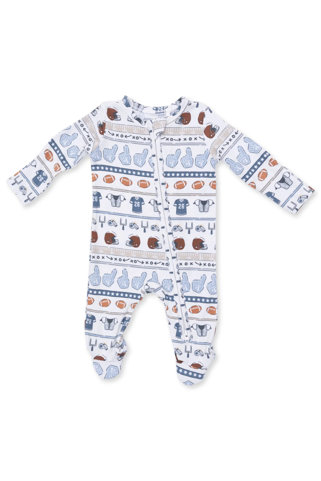 Football Stripe 2 Way Zipper Footie
