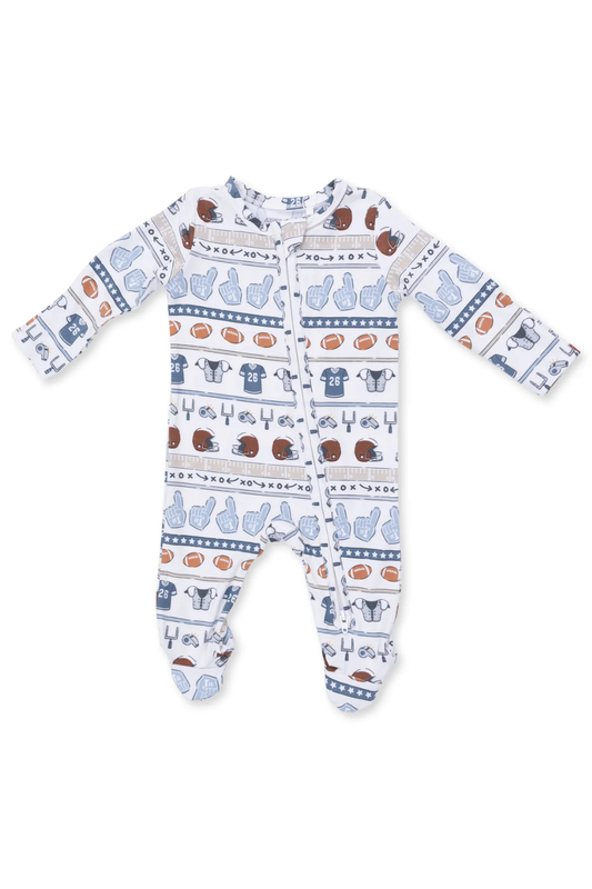 Football Stripe 2 Way Zipper Footie