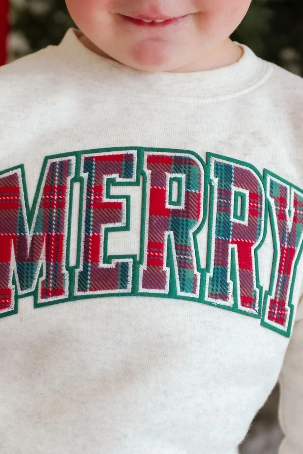 Merry Tartan Patch Christmas Sweatshirt