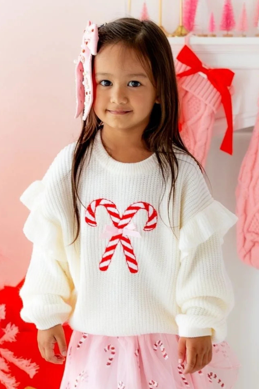 Candy Cane Ruffle Sweater