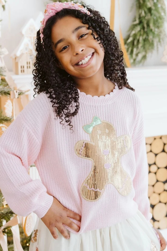 Gingerbread Sequin Patch Sweater