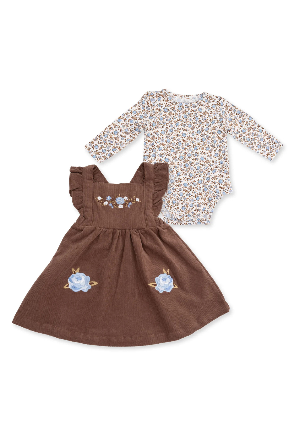 Hazel Floral Pinafore Dress & Top Set