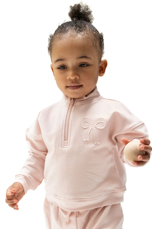 Veiled Pink Bows Half Zip Sweatshirt