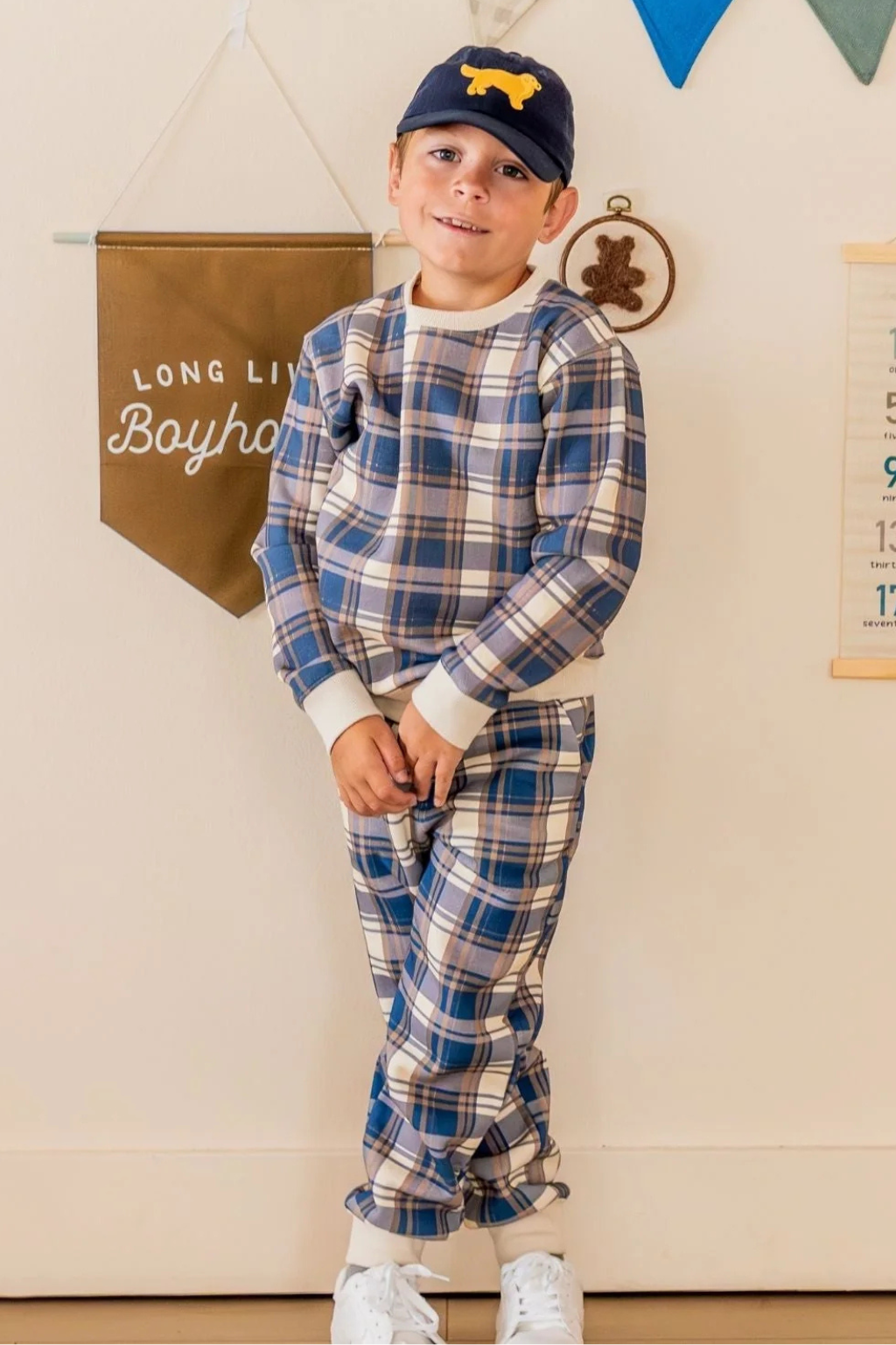 Navy Plaid Jogger